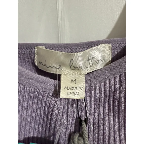 Women's Nine Britton Light Purple Ribbed V-Neck Knit Tank Top M - Picture 3 of 6